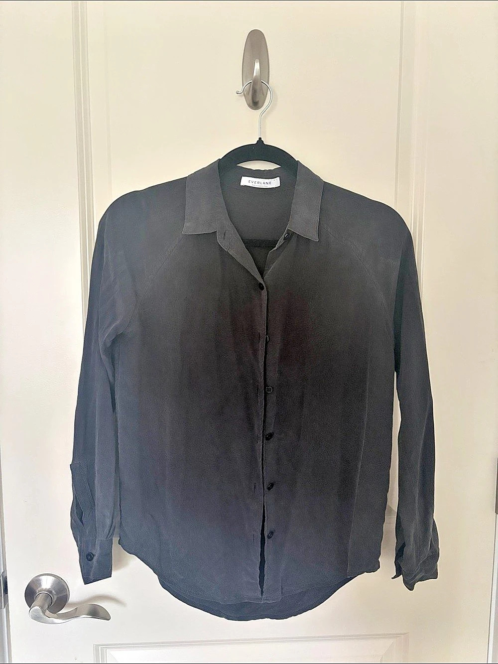 Everlane The Silk Shirt Button Down Shirt Black XS